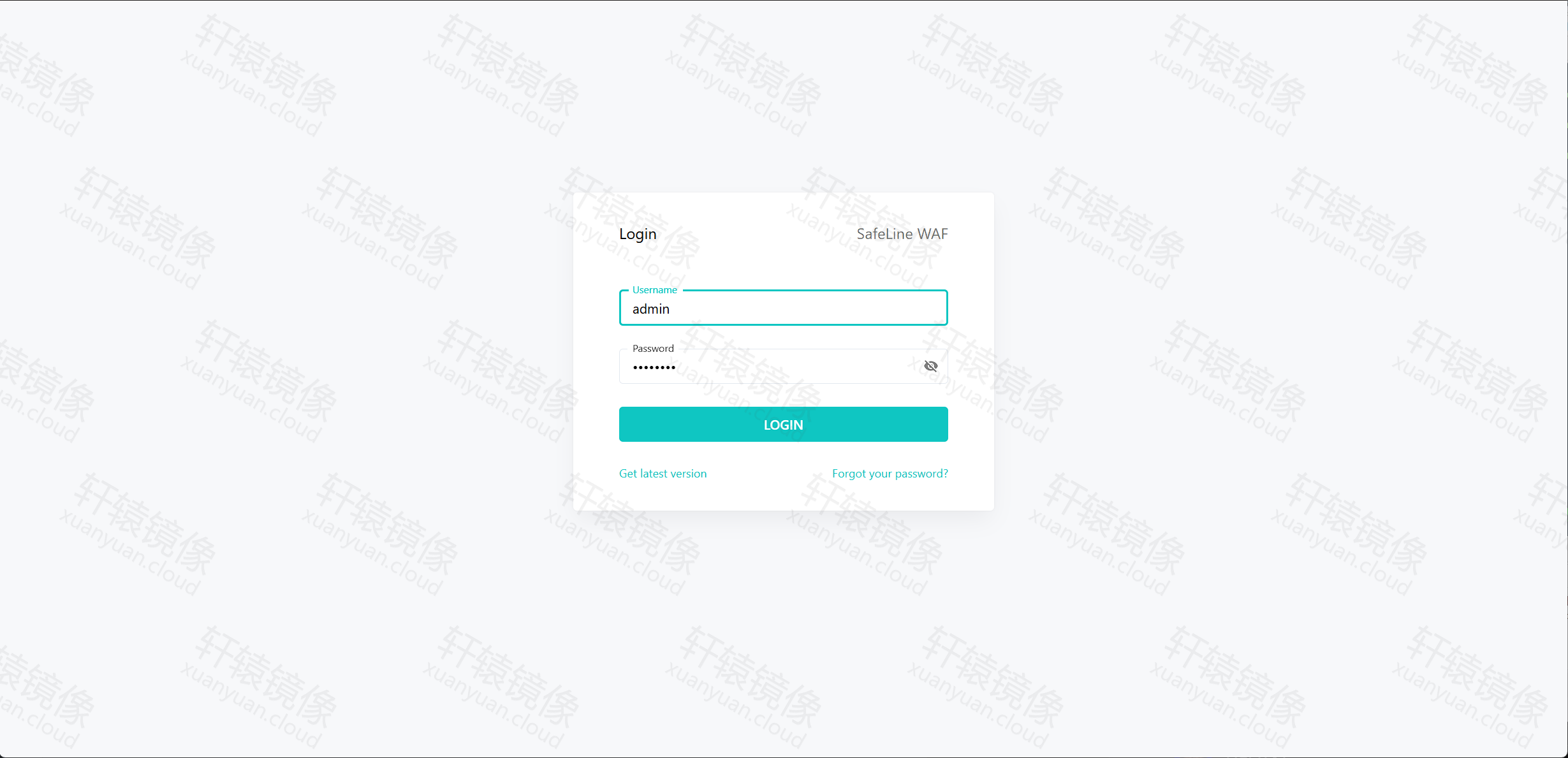 雷池登录页:用户名 admin 与密码登录