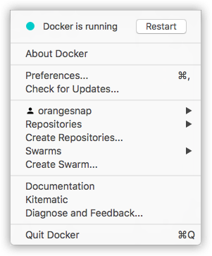 Docker 菜单选项